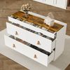 Merax Sideboard aus Einscheibensicherheitsglas, Kommode mit 6 Schubladen,schminktisch, Facheinteilung, kippsicher, Hochschrank für Schlafzimmer und alle Wohnräume, B120 x T40 x H78cm, weiß Bild 5
