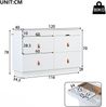Merax Sideboard aus Einscheibensicherheitsglas, Kommode mit 6 Schubladen,schminktisch, Facheinteilung, kippsicher, Hochschrank für Schlafzimmer und alle Wohnräume, B120 x T40 x H78cm, weiß Bild 4