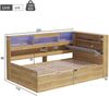 Merax Kinderbett 90x200cm, Holzbett, Jugendbett, Daybett, Hydraulisches Stauraumbett, mit USB-Ladestation und LED-Beleuchtung, Naturfarbe Bild 4