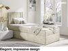 MEBLINI Kinderbett mit Bettkasten CARDI 100x200 Rechts - H3/Beige Samt Gepolstert Einzelbett mit Matratze - Polsterbett mit Stauraum - Bett mit Kopfteil – Stauraumbett Bild 2