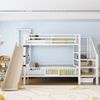 Etagenbett 90×200 cm aus Metall mit Rutsche und Stauraumtreppe, weiß Bild 2