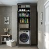 Roomart Waschmaschinenschrank DORA-II- Waschmaschinen- & Trocknerschrank mit Türen & Ausziehbrett – Waschküchenschrank für Waschmaschine & Trockner • Schwarz-Eiche Bild 3