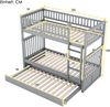 Etagenbett aus Kiefernholz mit Ausziehbett & Treppe, 90x200 cm, Grau, ohne Matratze Bild 2