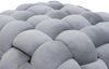 Hocker HWC-Q48, Sitzhocker Ottomane Polsterhocker Knoten-Pouf, Samt (220g/m²) 39cm ~ dunkelgrau Bild 3