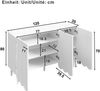 Sideboard, Modern, Weiß, Wellentüren, 120 × 35 × 80 cm, Grifflos, Verstellbare Regale, Stauraum für Wohnzimmer, Flur, Esszimmer Bild 5