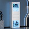 Vitrine, Acryl-Schranktüren LED-Beleuchtung 2 Glasböden Highboard Wohnzimmer Hochschrank, Acryl+Glas+Holz, Weiß, 60x40x170cm Bild 3