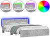 vidaXL Bettgestell mit Kopfteil LED-Beleuchtung Betongrau 150x200 cm 3207605 Bild 2