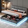 LED Polsterbett 160x200 cm mit Aufbewahrung, hydraulisches Bettgestell, Kunstleder, modernes Schlafzimmerbett Bild 3