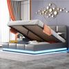 LED Polsterbett 160x200 cm mit Aufbewahrung, hydraulisches Bettgestell, Kunstleder, modernes Schlafzimmerbett Bild 2