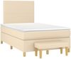vidaXL Boxspringbett mit Matratze Creme 120x190 cm Stoff 3270395 Bild 2