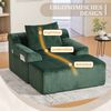 Flieks Relaxsessel mit Hocker, Einzelsofa mit Seitentaschen, für Wohnzimmer, Schlafzimmer und Studie, Cord, Smaragd Bild 5