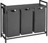 Vasagle Laundry Basket Wäschekorb mit 3 Fächern ausziehbare und herausnehmbare Wäschesäcke Wäschesortierer Ablage Metallrahmen 3 X Bild 1