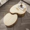 Couchtisch 2er-Set Tratin - Mangoholz, Keramik, sandfarbig, Nierenform Bild 2