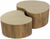 Couchtisch 2er-Set Tratin - Mangoholz, Keramik, sandfarbig, Nierenform Bild 3