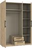 Forte CADIXO Kleiderschrank 150, moderner 3-türiger Schrank, Holzwerkstoff, Schlafzimmer, Jugendzimmer, Stauraum, Artisan Eiche Holzdekor mit Spiegel, 150,6 cm breit x 212,9 cm hoch x 58,9 cm tief Bild 5