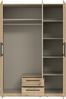 Forte CADIXO Kleiderschrank 150, moderner 3-türiger Schrank, Holzwerkstoff, Schlafzimmer, Jugendzimmer, Stauraum, Artisan Eiche Holzdekor mit Spiegel, 150,6 cm breit x 212,9 cm hoch x 58,9 cm tief Bild 4