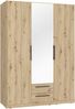 Forte CADIXO Kleiderschrank 150, moderner 3-türiger Schrank, Holzwerkstoff, Schlafzimmer, Jugendzimmer, Stauraum, Artisan Eiche Holzdekor mit Spiegel, 150,6 cm breit x 212,9 cm hoch x 58,9 cm tief Bild 3