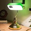 2er Set Antike Schreibtischlampen aus Messing mit grünem Glas Bild 5