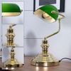 2er Set Antike Schreibtischlampen aus Messing mit grünem Glas Bild 2
