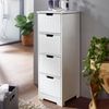 Design Badschrank PATTI Landhaus-Stil MDF-Holz 30 x 83 x 30 cm weiß, Badezimmerschrank klein 4 Schubladen, Beistellschrank Mehrzweckschrank Bild 2