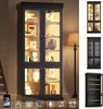 Merax Glasvitrine, Hochschrank, Standhochschrank mit integrierter LED-Stimmungsbeleuchtung, mit Kippschutz, Schwarz Bild 2