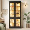 Merax Glasvitrine, Hochschrank, Standhochschrank mit integrierter LED-Stimmungsbeleuchtung, mit Kippschutz, Schwarz Bild 3