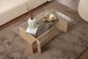 Vente-unique - AZRA Couchtisch Holz, PlatteGlas TransparentBeige - B 65 cm x H 30 cm x L 105 cm Bild 2