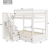 Etagenbett 90×200 cm mit hohem Rausfallschutz, Stauraumtreppe und Schublade, Weiß, ohne Matratze Bild 5