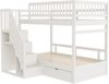 Etagenbett 90×200 cm mit hohem Rausfallschutz, Stauraumtreppe und Schublade, Weiß, ohne Matratze Bild 4