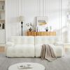 Sofa 224x104x66 cm in Beige, Chenille-Zweisitzer mit 68 cm Sitztiefe, breiten Armlehnen und knopfgesteppter Polsterung,66x224x104 cm Bild 2