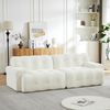 Sofa 224x104x66 cm in Beige, Chenille-Zweisitzer mit 68 cm Sitztiefe, breiten Armlehnen und knopfgesteppter Polsterung,66x224x104 cm Bild 3