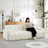 Sofa 224x104x66 cm in Beige, Chenille-Zweisitzer mit 68 cm Sitztiefe, breiten Armlehnen und knopfgesteppter Polsterung,66x224x104 cm Bild 4