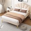 Polsterbett 140x190 cm, Muschelform, goldene Beine, Samt, Beige Bild 2
