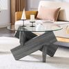 Couchtisch rund Glas Tischplatte modern Wohnzimmer Beistelltisch 79 cm Transparent & Grau Bild 3
