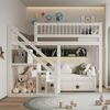 Flieks Hochbett Massivholz Einzelbett Kinderbett 90x200cm mit Stauraumtreppe Bild 3