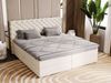 GRAINGOLD Bergamo Bett 140x200, Boxspringbett mit Bettkasten und Lattenrost, Velour-Stoff, Beige Bild 3