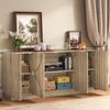 Merax Sideboard Kommode mit Regalen, Sideboard mit Rebounder, natürliche Holzmaserung Bild 2