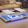 PXloue Couchtisch LED-Couchtisch mit Stauraum und modernem Design (Hochglänzender), Praktischer Tisch mit Schubladen und integrierter Beleuchtung Bild 3