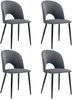 Merax Essgruppe, (Set,140×80cm Esstisch mit 4 Stühlen), Moderner Küchentisch Set , Samt Esszimmerstuhl Mit Diamantmuster, Verstellbare Stuhlbeine, Grau Samt, MDF Tischplatte in Grau, Schwarz Tischbeine Bild 5