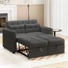 Merax Sofa, Schlafsofa, 3-in-1-Ausziehsofa mit verstellbarer Rückenlehne, USB, Armlehnentaschen und Kissen, grau Bild 3