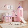 Hochbett mit Lattenrost 90x200 Turm Rutsche Stockbett Kinderbett Holz Kiefer Vorhang rosa Bild 2