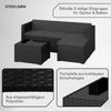 STEELSØN 'Zethora' Polyrattan 3-tlg. Gartenlounge, Sitzgruppe aus Sofa, Hocker und Tisch, schwarz/anthrazit, wetterfest, für 4 Personen Bild 4