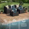 STEELSØN 'Zethora' Polyrattan 3-tlg. Gartenlounge, Sitzgruppe aus Sofa, Hocker und Tisch, schwarz/anthrazit, wetterfest, für 4 Personen Bild 3