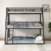 Merax Etagenbett, 90*200 cm, Metallbettgestell, Eisenbett, Dreifach-Etagenbett, für Kinder, Jugendliche und Erwachsene, Ohne Matratze, Schwarz Bild 2