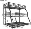 Merax Etagenbett, 90*200 cm, Metallbettgestell, Eisenbett, Dreifach-Etagenbett, für Kinder, Jugendliche und Erwachsene, Ohne Matratze, Schwarz Bild 4