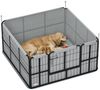 PawHut Laufgitter Wurfbox mit waschbarer Wurfunterlage, winddichtem Oxford-Gewebe, Tür (Wurfkiste für Welpen, 1-tlg), für mittelgroße große Hunde, 122 x 122 x 60 cm Schwarz Bild 2