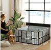 PawHut Laufgitter Wurfbox mit waschbarer Wurfunterlage, winddichtem Oxford-Gewebe, Tür (Wurfkiste für Welpen, 1-tlg), für mittelgroße große Hunde, 122 x 122 x 60 cm Schwarz Bild 3