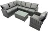 Fimous Hoher Rücken Rattan Ecksofa Set Länger Couchtisch Gartenmöbel Dunkelgrau Linke Option mit Extra Sessel Bild 2