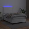 vidaXL Boxspringbett mit Matratze und LED-Beleuchtung, Kunstleder weiß, 120x190 cm Bild 4