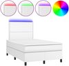 vidaXL Boxspringbett mit Matratze und LED-Beleuchtung, Kunstleder weiß, 120x190 cm Bild 2